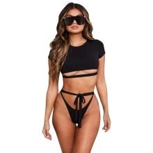 Underboob Crop Top Swimsuit Set